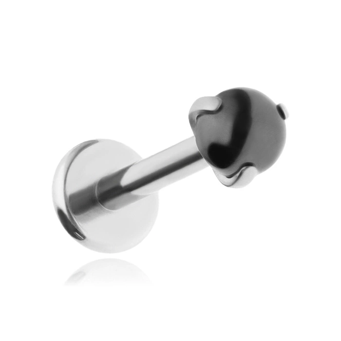 Titanium labret black Hematite - silver