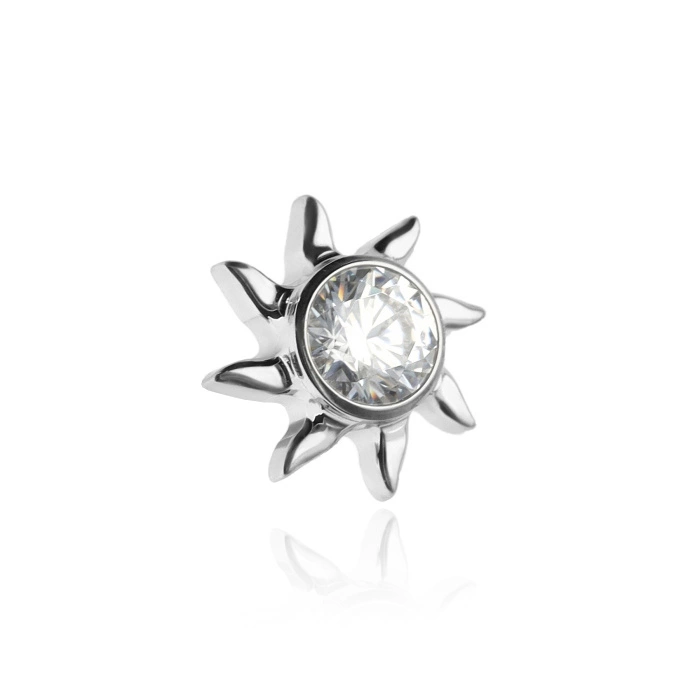 Titanium attachment sun with white zirconia - silver - TNA-166