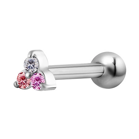 Cartilage earring with zircons - pink - CH-001