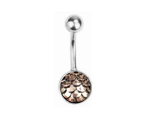 Iridescent brown fish scale Belly button ring - KP-011