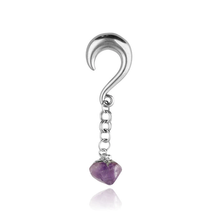 Ear weight with purple amethyst - silver - PT-178