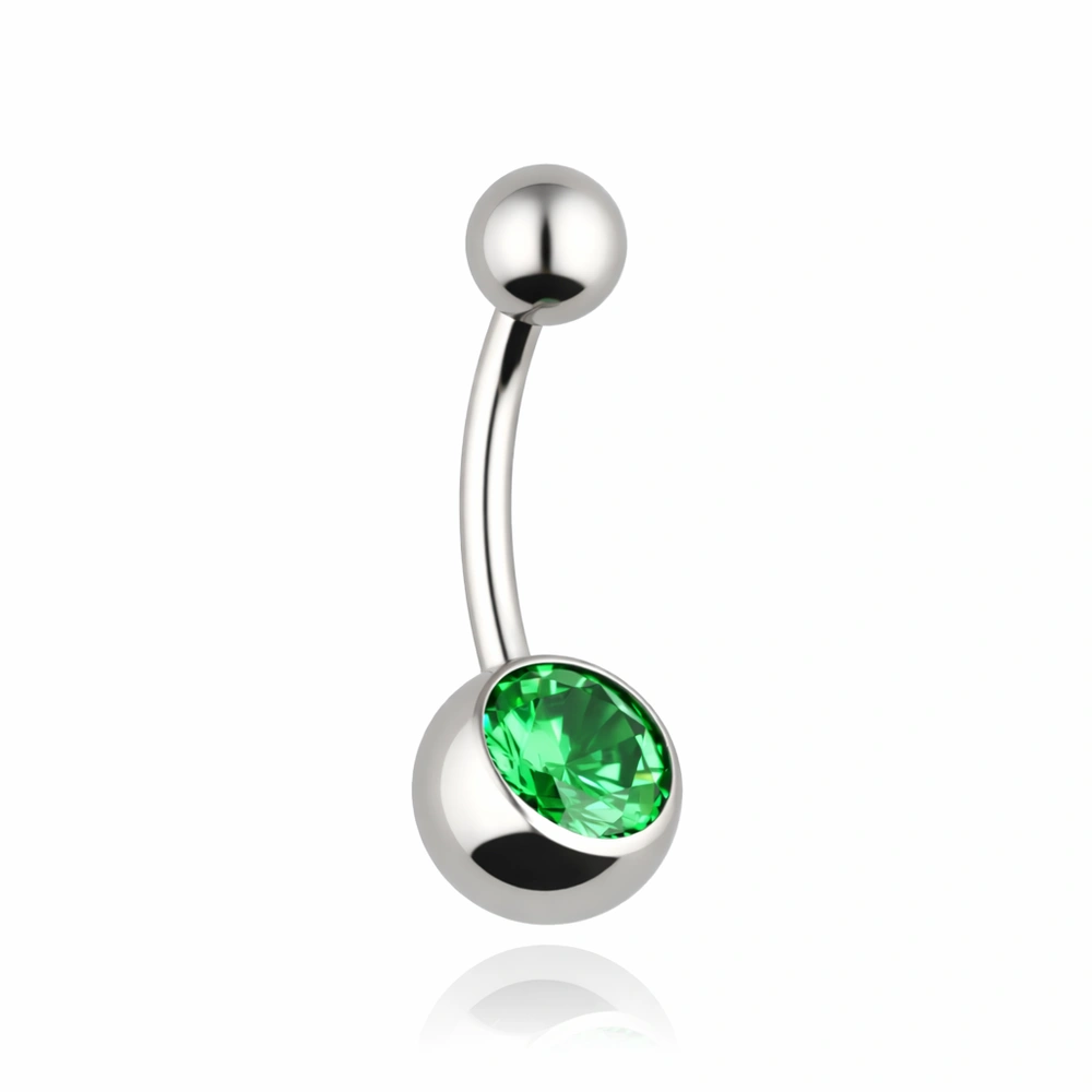 Titanium Belly button ring sea zirconia - TPP-010