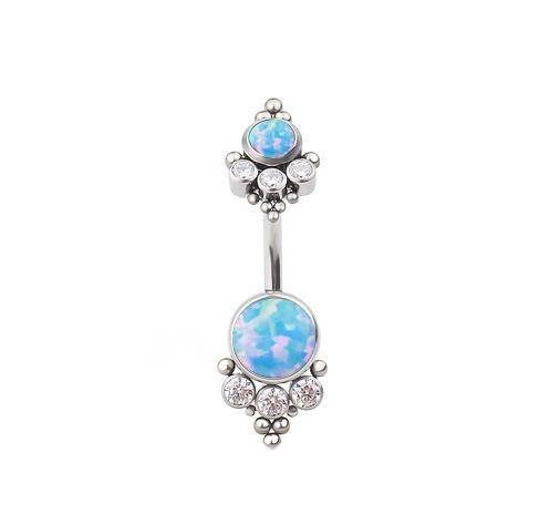 Titanium Belly button ring blue opal - TPP-019