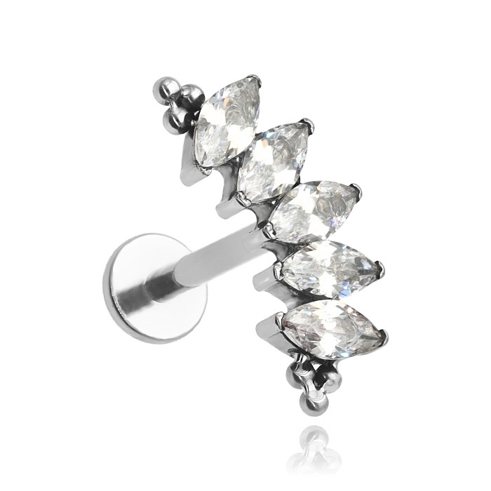 Titanium labret cluster earring with white zircons - TGW-135