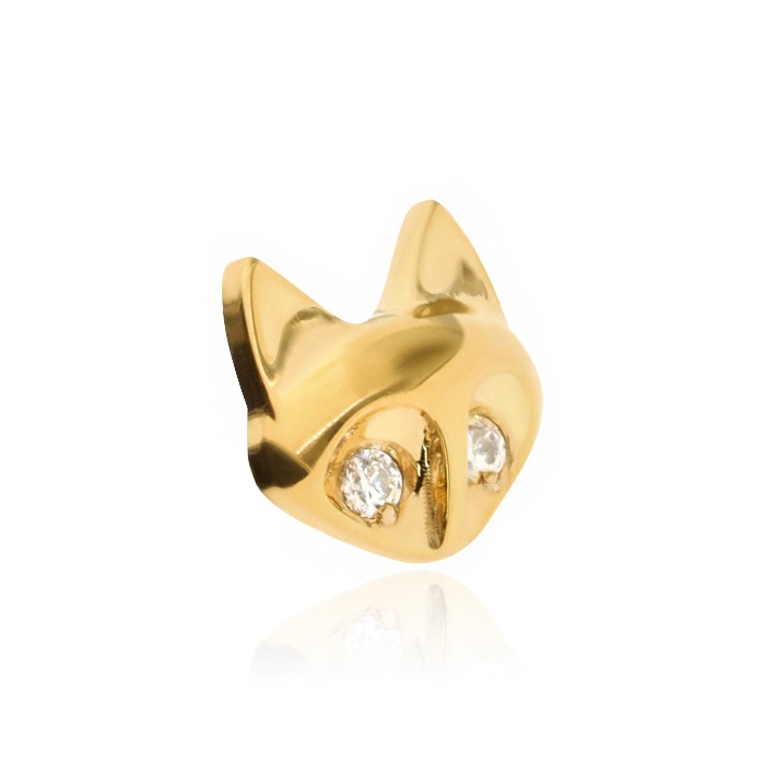 Titanium attachment fox with white zircons - gold - TNA-044