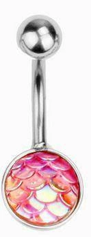 Iridescent red fish scale Belly button ring - KP-011