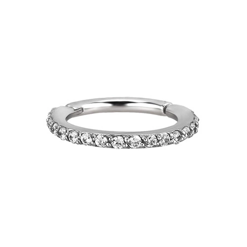 Silver clicker   ring white premium ZIRCONIA - K-013