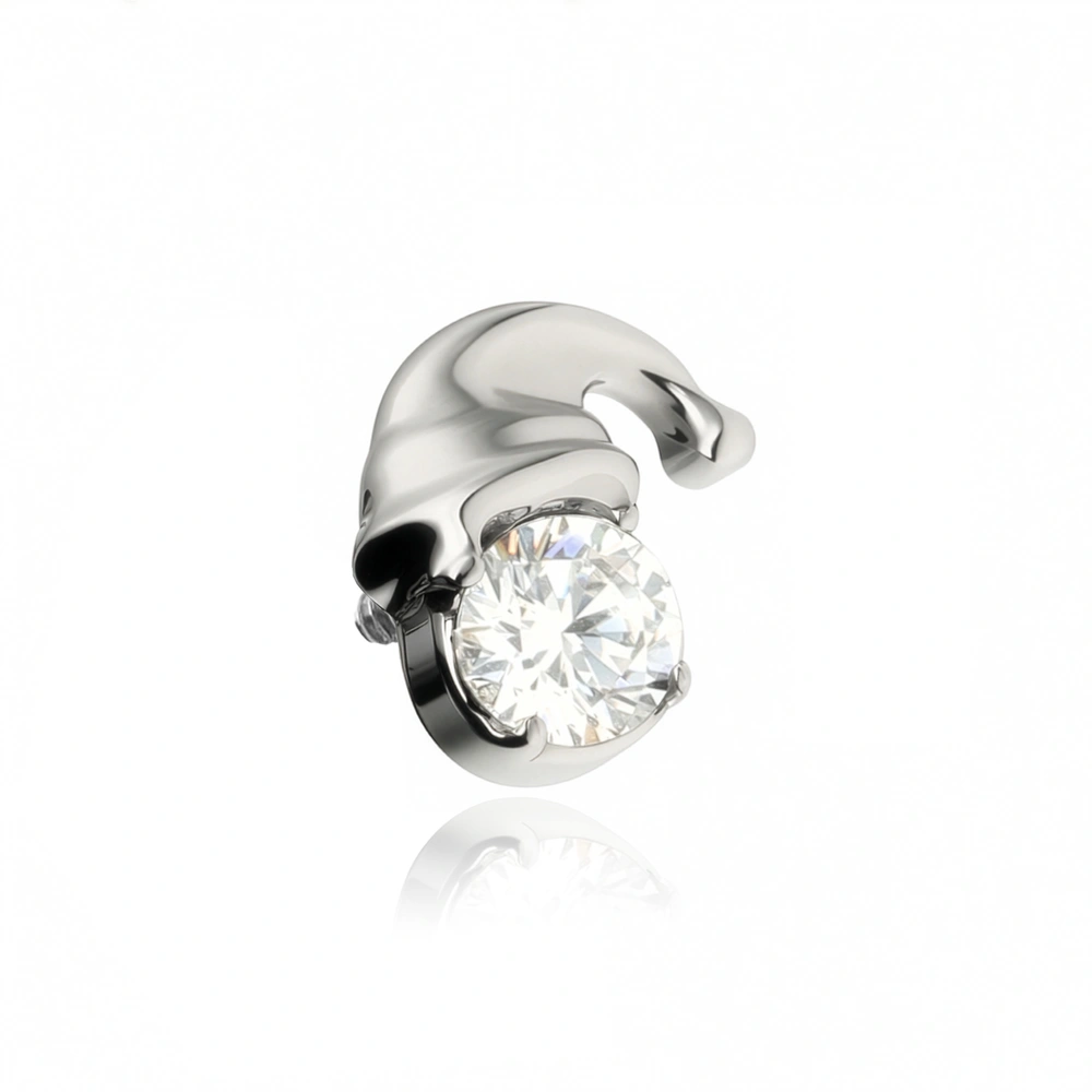 Titanium attachment with white zircons - silver - TNA-104