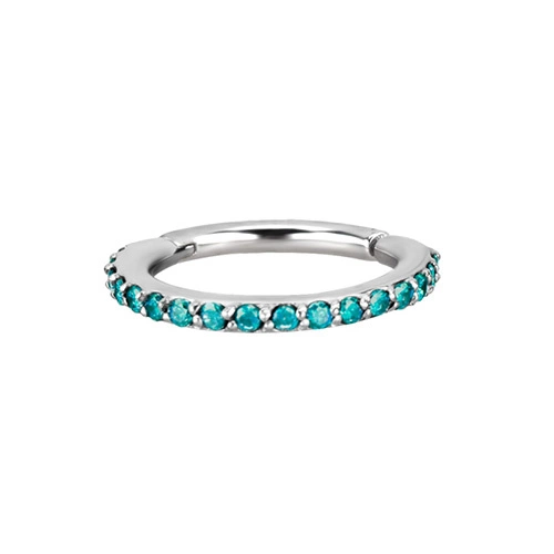 Premium Zirconia marine silver clicker hoop ring - K-013