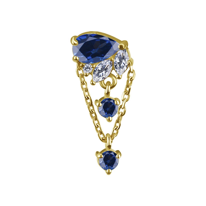 Attachment 18K gold with turquoise and white cubic zirconia and topaz - GD18K-068