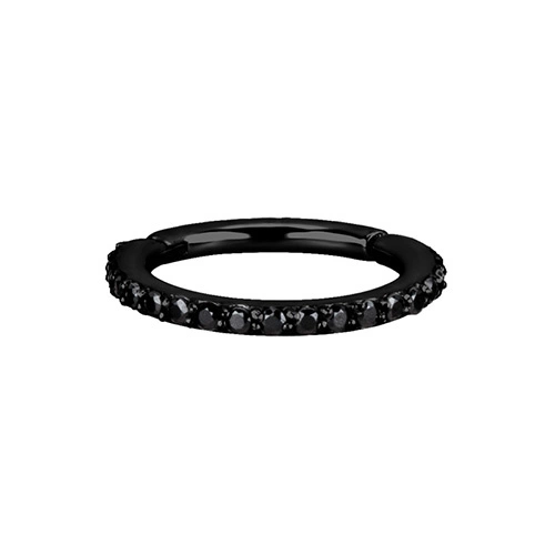 Black and black PREMIUM Zirconia clicker   ring - K-013