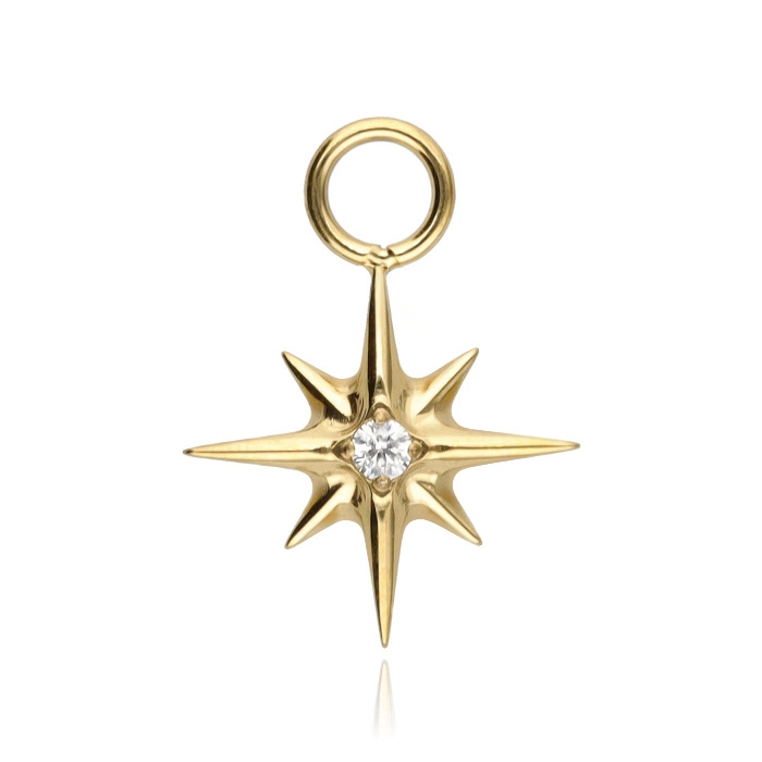 Titanium Charms - star with white zirconia - gold - D-072