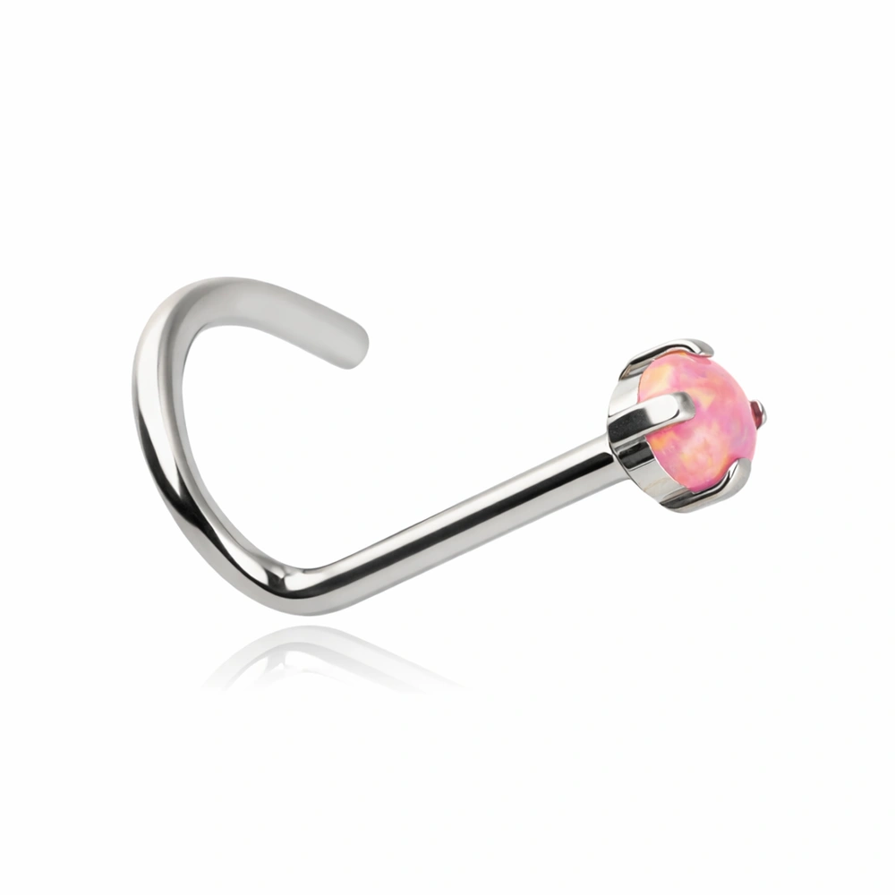 Titanium nose stud with blue opal op05 - TN-005