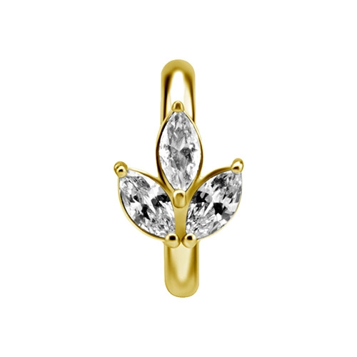 Belly button ring clicker gold with white zircons - CoCr NF- KP-029