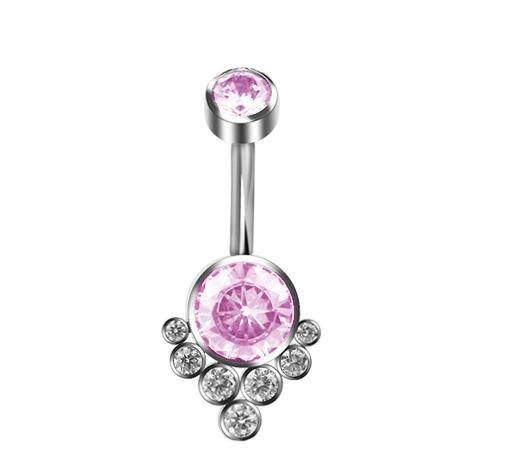 Titanium Belly button ring pink - TPP-022