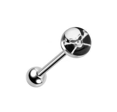 Tongue barbell - skull - KJ-005