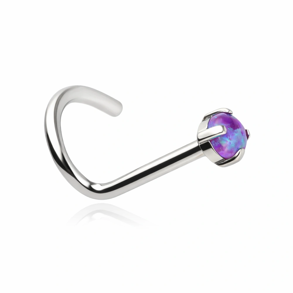Titanium nose stud with blue opal op05 - TN-005
