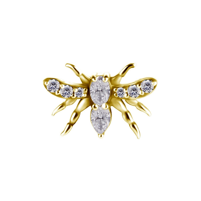 Attachment push in - flying insect with white zirconia - CoCr NF - gold - PI-018