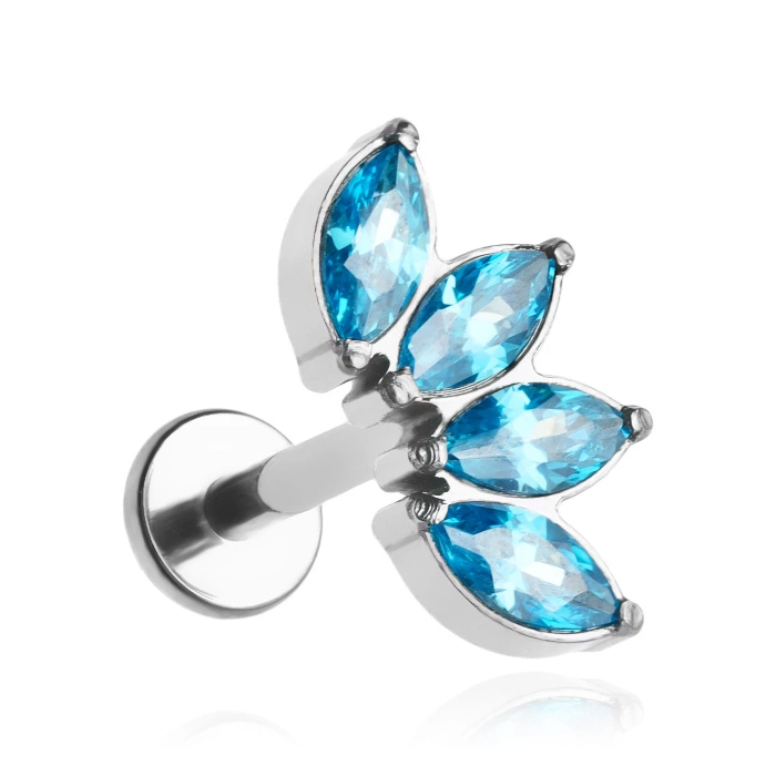 Titanium labret - blue zirconia - TGW-076