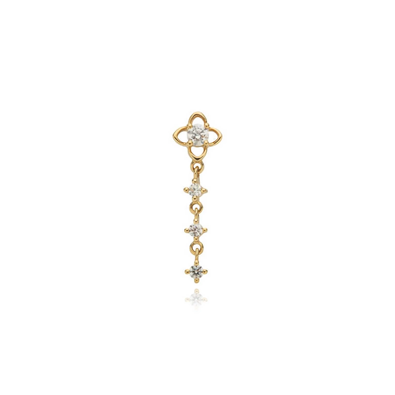 attachment 14K gold flower with white zircons - GD14K-009