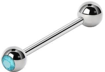 Tongue barbell - sea zirconia - 1.6/16/6 - KJ-055