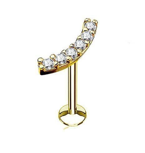 Labret with zircons cluster gold - LGW-009