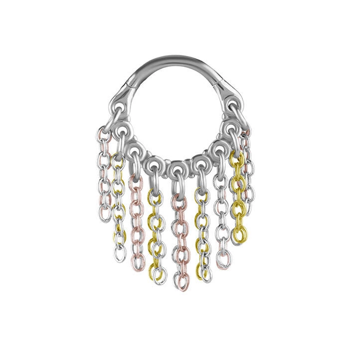 Piercing ring clicker with chains with different colors - K-026