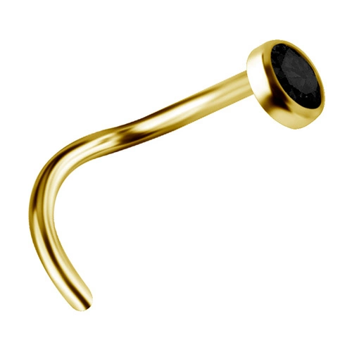 Titanium nose screw with BLACK zirconia - gold - TN-007