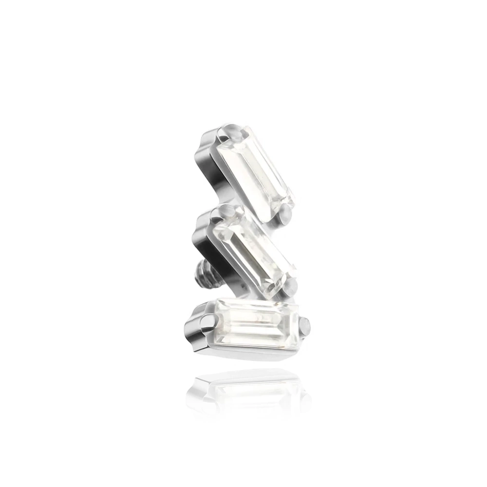 Titanium attachment with white zircons - silver - TNA-205