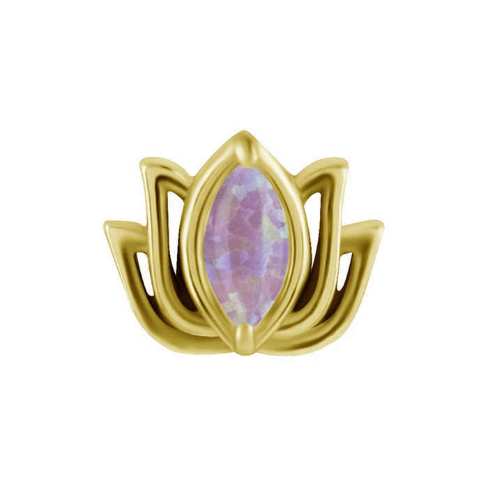 Attachment push in - lotus flower with purple opal - CoCr NF - gold - PI-003