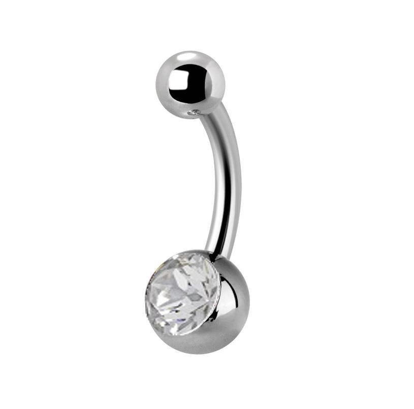 Titanium Belly button ring white zirconia - TPP-010