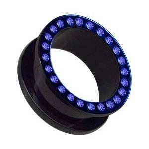 Black acrylic tunnel with blue zircons - PT-013