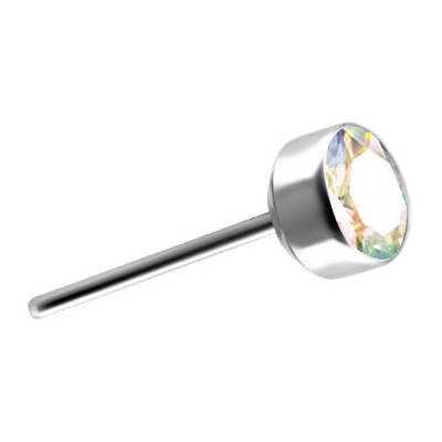 Titanium attachment for pins - push in - silver with colored crystal - TPI-003