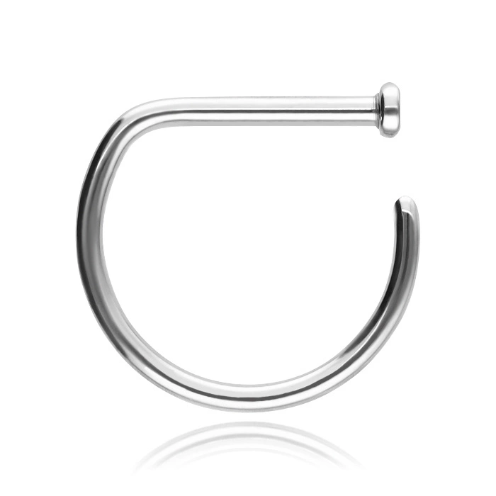 Titanium nose ring D-RING silver - TN-013