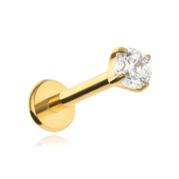 Titanium gold labret with white zirconia 