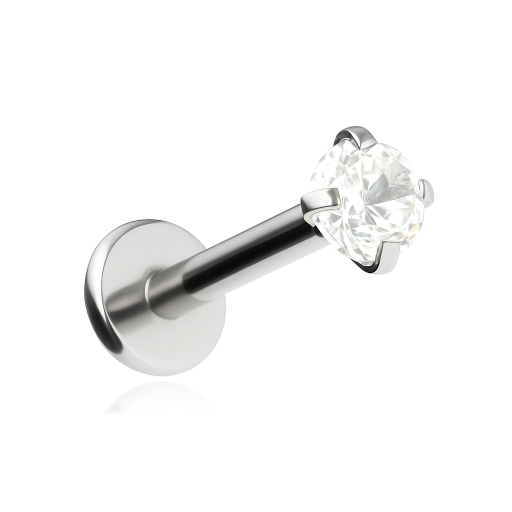 Sterling silver labret with white zirconia - LGW-001