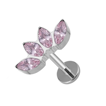 Titanium labret - pink zirconia - TGW-076