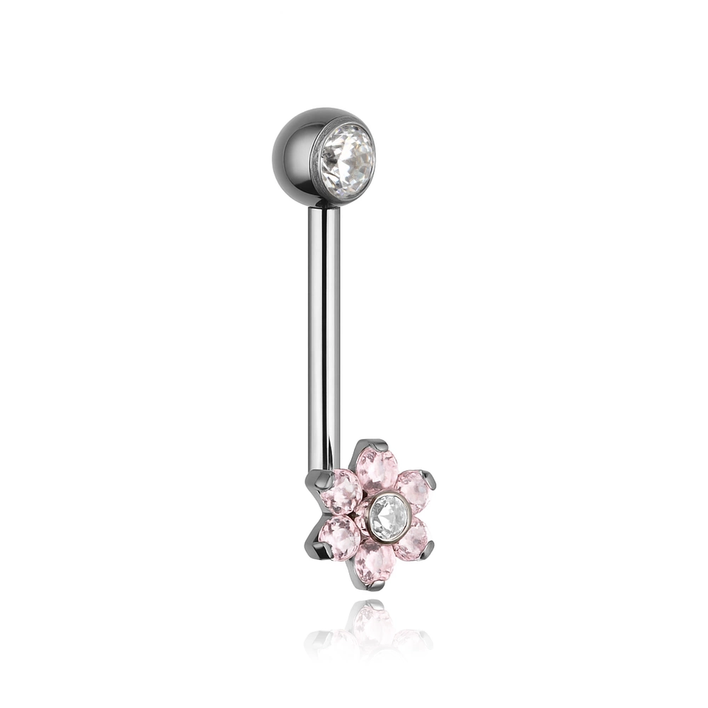 CHRISTINA L flower white zirconia intimate titanium earring - TI-002