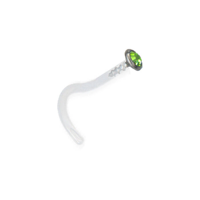 BioPlast and titanium nasal earring with green zirconia - BP-020