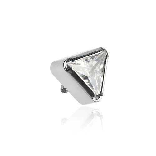 Titanium attachment silver triangle with white zirconia - TNA-124