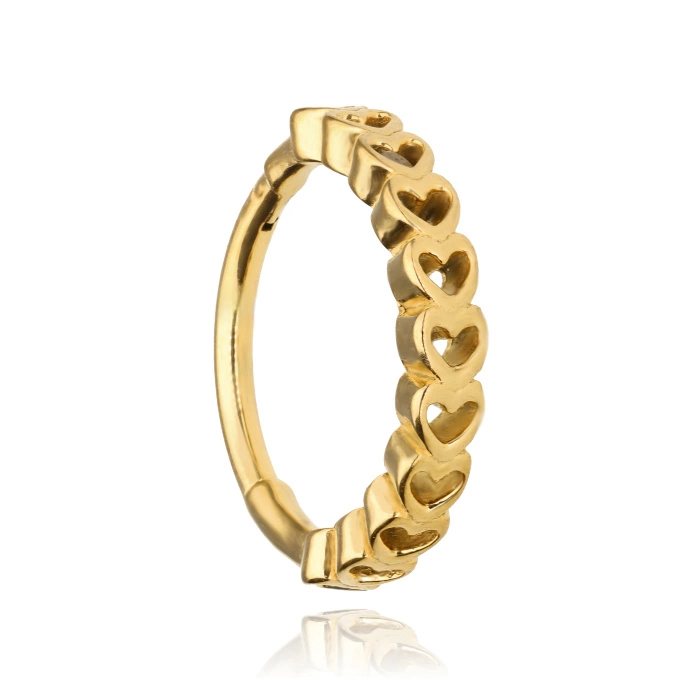 Ring clicker gold - hearts - K-033