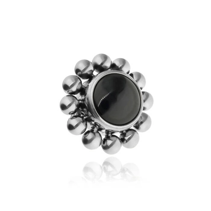 Titanium attachment with black Agate - silver - TNA-199