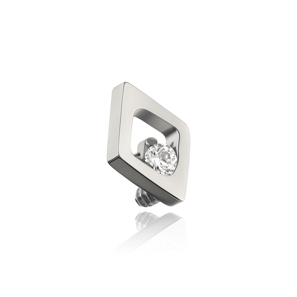 Titanium attachment with white zircons - silver - TNA-206