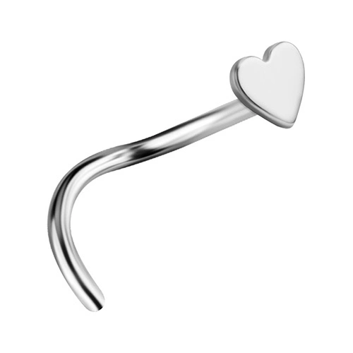 Titanium nose stud - heart - silver - TN-025