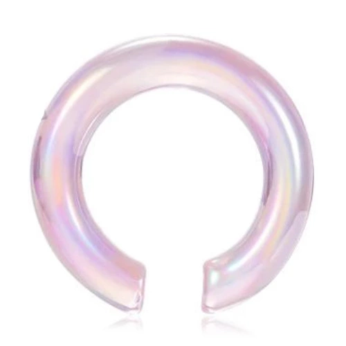 Glass plug hanger - iridescent pink - PT-132