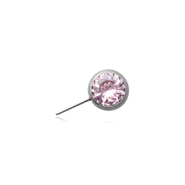 Titanium attachment for pins - push in with pink zirconia - silver - TPI-006