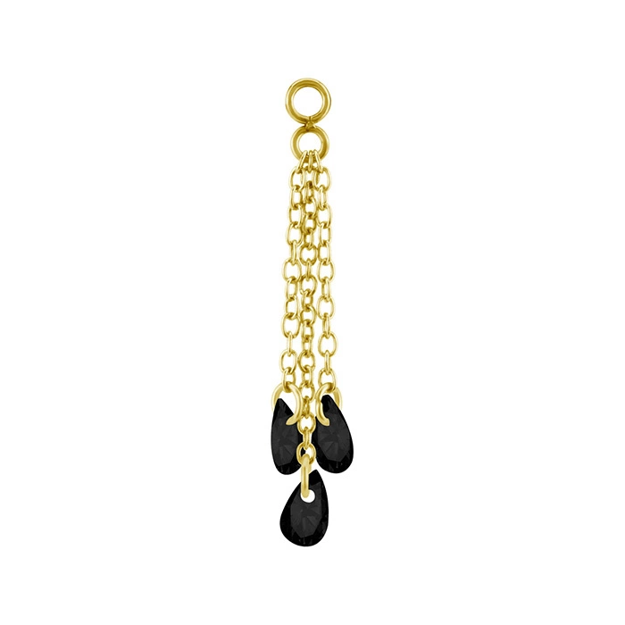 Charms chain with black zircons - gold - D-073