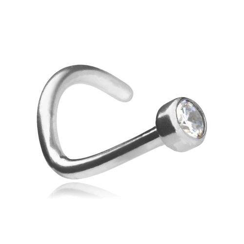 Titanium nose stud with white zirconia - TN-004