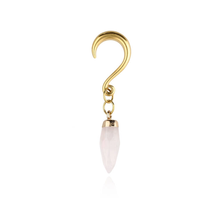 Ear weight with rose quartz - gold - PT-175