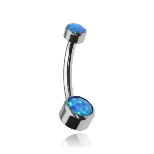 Titanium Belly button ring with blue opal - TPP-024